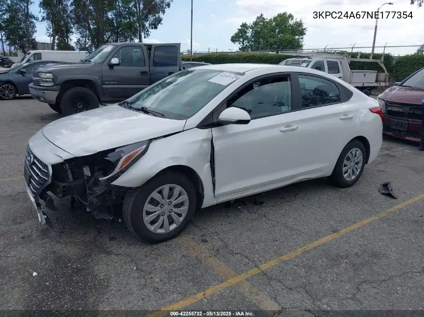 2022 Hyundai Accent Se VIN: 3KPC24A67NE177354 Lot: 42255732