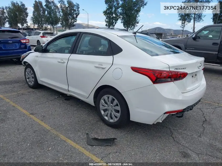 2022 Hyundai Accent Se VIN: 3KPC24A67NE177354 Lot: 42255732