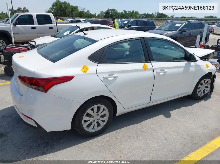 2022 Hyundai Accent Se VIN: 3KPC24A69NE168123 Lot: 42262136