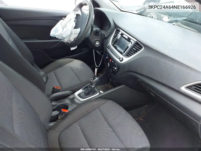 2022 Hyundai Accent Se VIN: 3KPC24A64NE166926 Lot: 42565193