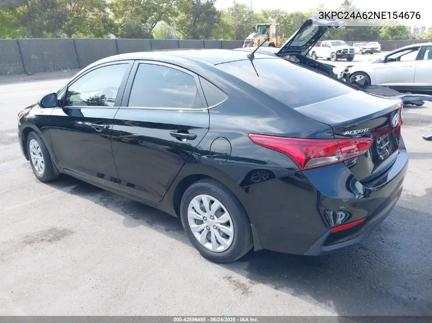 2022 Hyundai Accent Se VIN: 3KPC24A62NE154676 Lot: 42586495