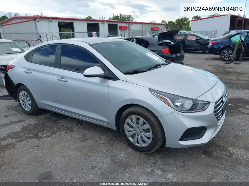 2022 Hyundai Accent Se VIN: 3KPC24A69NE184810 Lot: 42596346