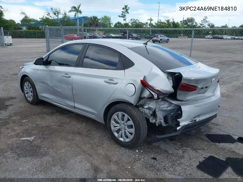 2022 Hyundai Accent Se VIN: 3KPC24A69NE184810 Lot: 42596346