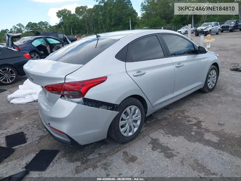 2022 Hyundai Accent Se VIN: 3KPC24A69NE184810 Lot: 42596346