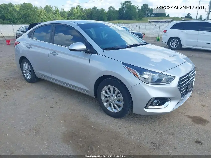 2022 Hyundai Accent Sel VIN: 3KPC24A62NE173616 Lot: 42626475
