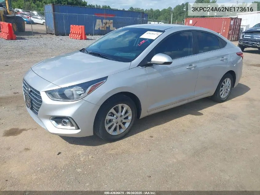 2022 Hyundai Accent Sel VIN: 3KPC24A62NE173616 Lot: 42626475