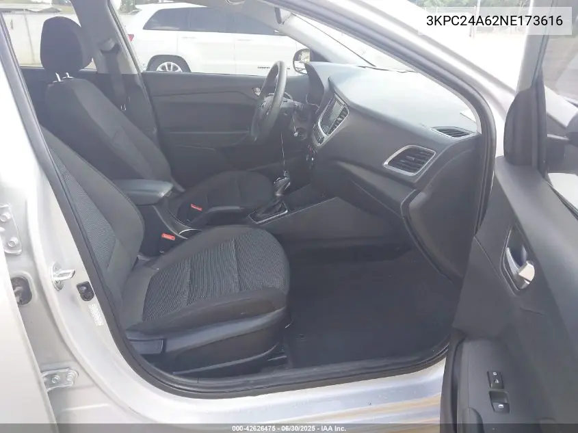 2022 Hyundai Accent Sel VIN: 3KPC24A62NE173616 Lot: 42626475