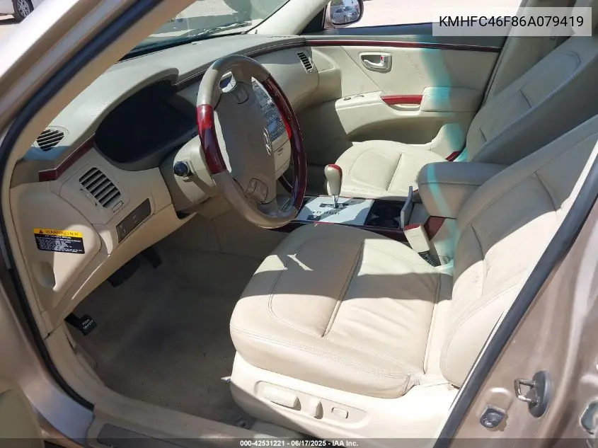 2006 Hyundai Azera Limited/Se VIN: KMHFC46F86A079419 Lot: 42531221