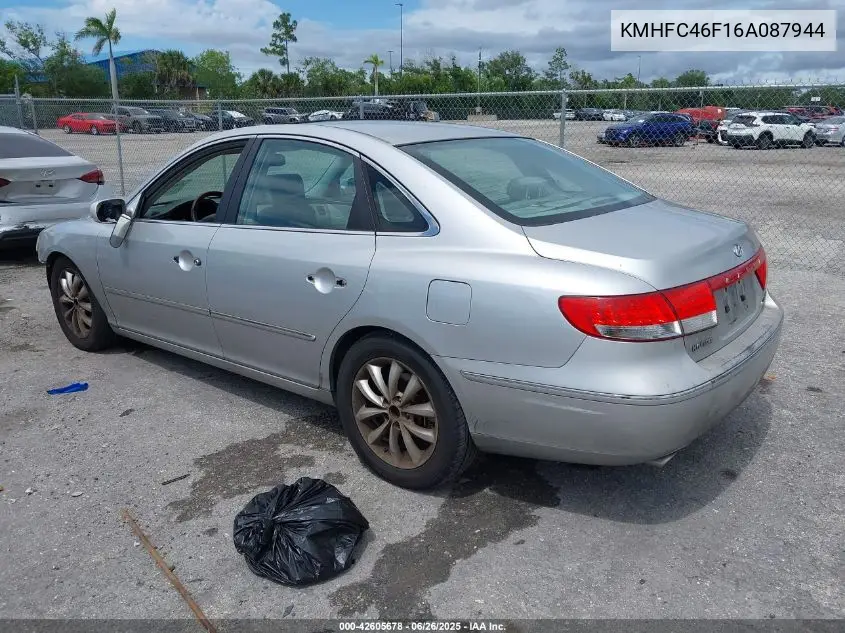 2006 Hyundai Azera Limited/Se VIN: KMHFC46F16A087944 Lot: 42605678