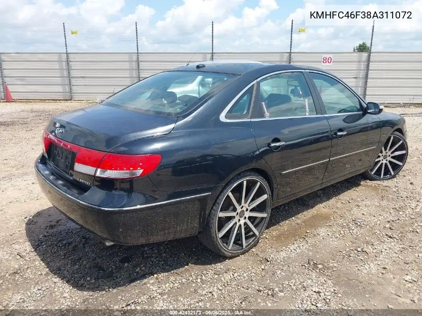 2008 Hyundai Azera Limited VIN: KMHFC46F38A311072 Lot: 42432173