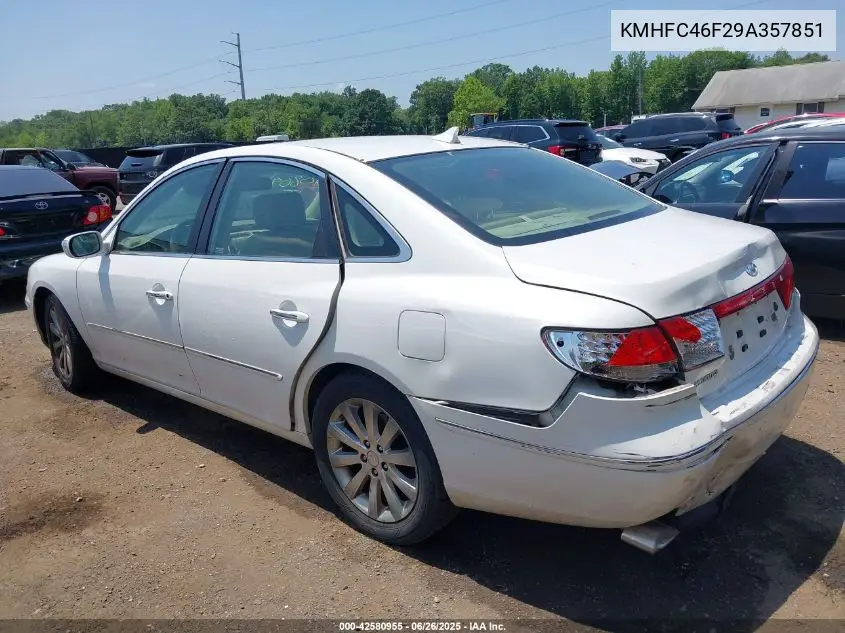 2009 Hyundai Azera Limited VIN: KMHFC46F29A357851 Lot: 42580955