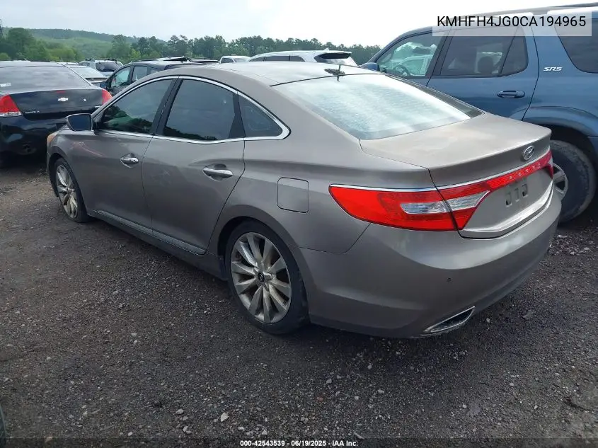 2012 Hyundai Azera VIN: KMHFH4JG0CA194965 Lot: 42543539