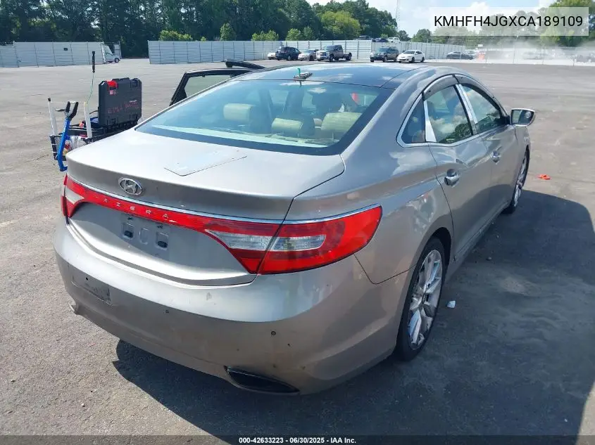 2012 Hyundai Azera VIN: KMHFH4JGXCA189109 Lot: 42633223