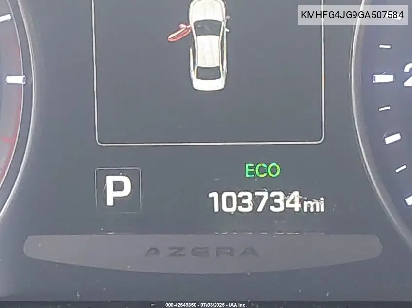 2016 Hyundai Azera VIN: KMHFG4JG9GA507584 Lot: 42649350