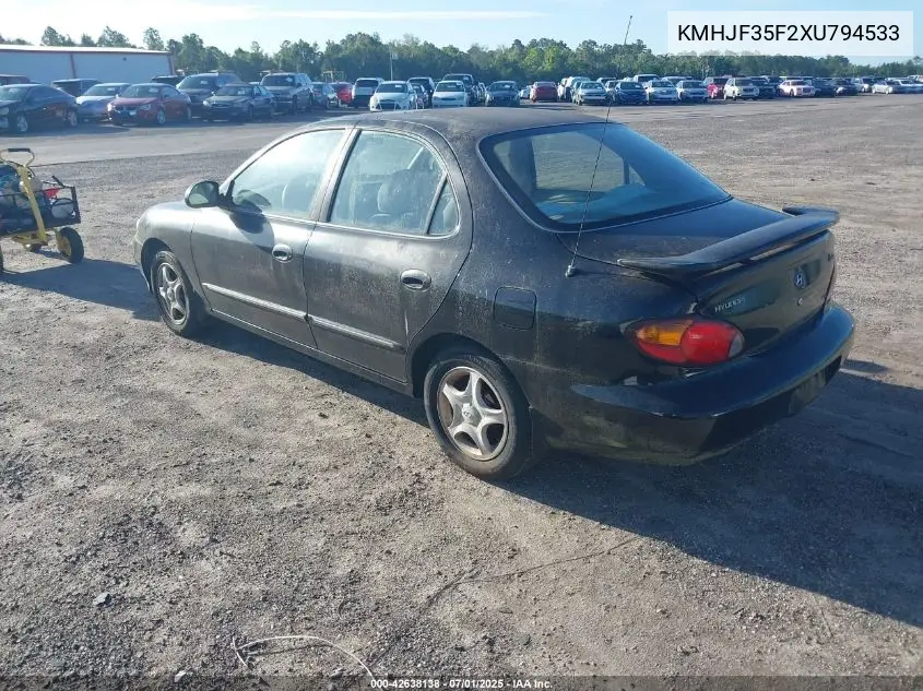 kmhjf35f2xu794533 KMHJF35F2XU794533 1999 Hyundai Elantra Gls