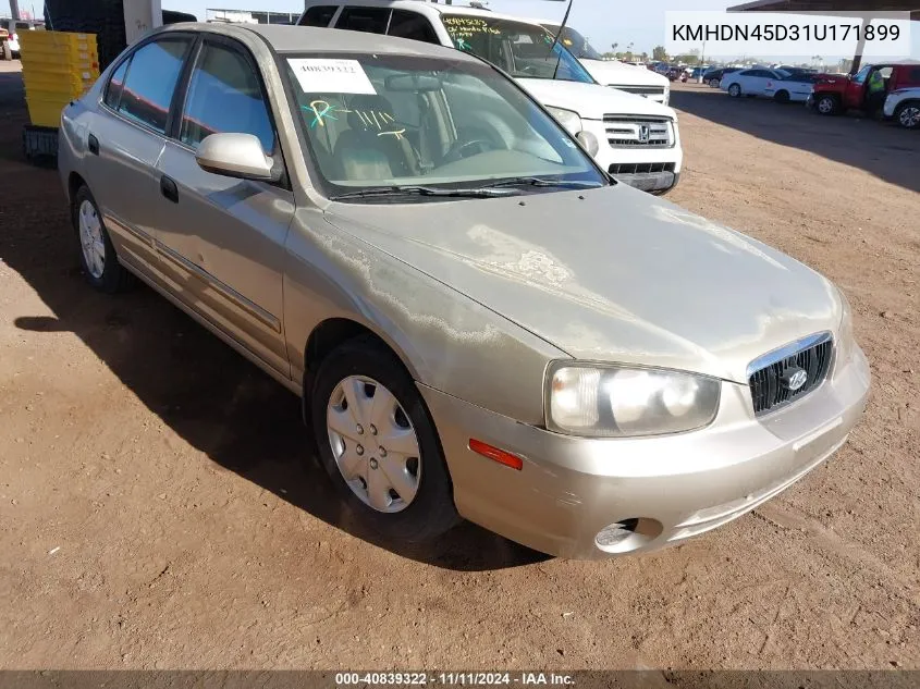 2001 Hyundai Elantra Gls VIN: KMHDN45D31U171899 Lot: 40839322