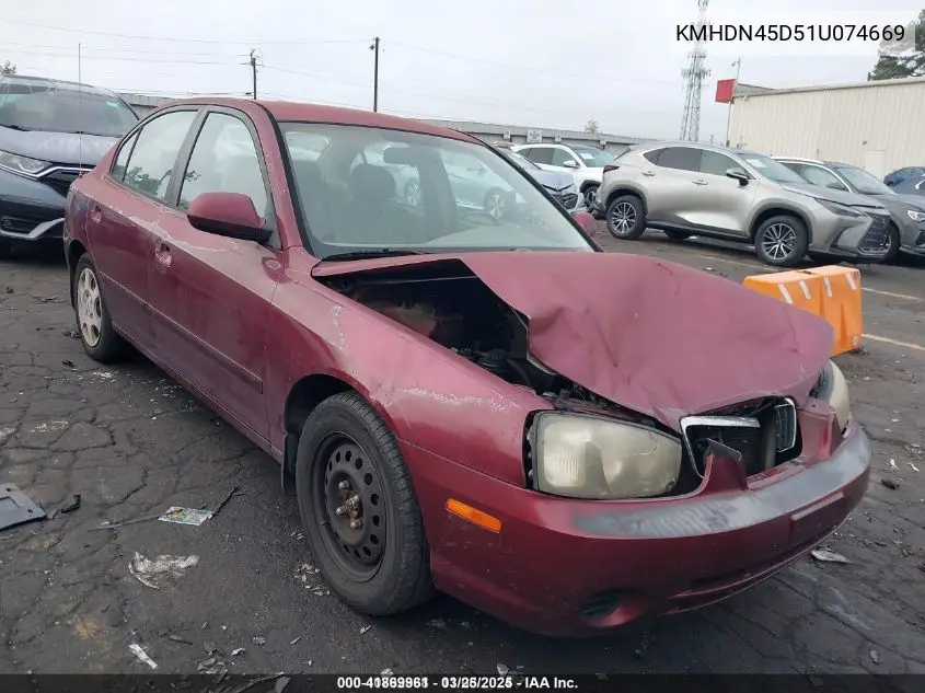 2001 Hyundai Elantra Gls VIN: KMHDN45D51U074669 Lot: 41869961