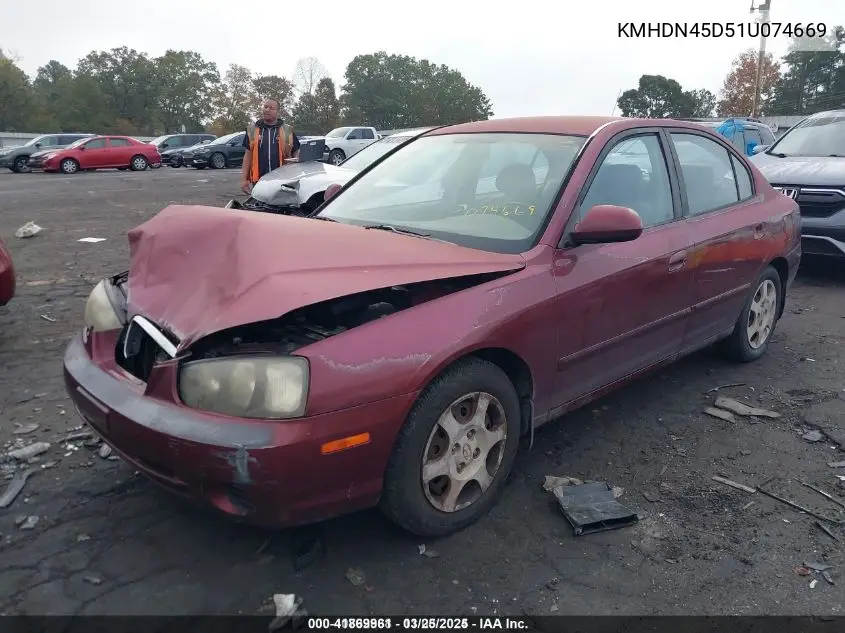 2001 Hyundai Elantra Gls VIN: KMHDN45D51U074669 Lot: 41869961