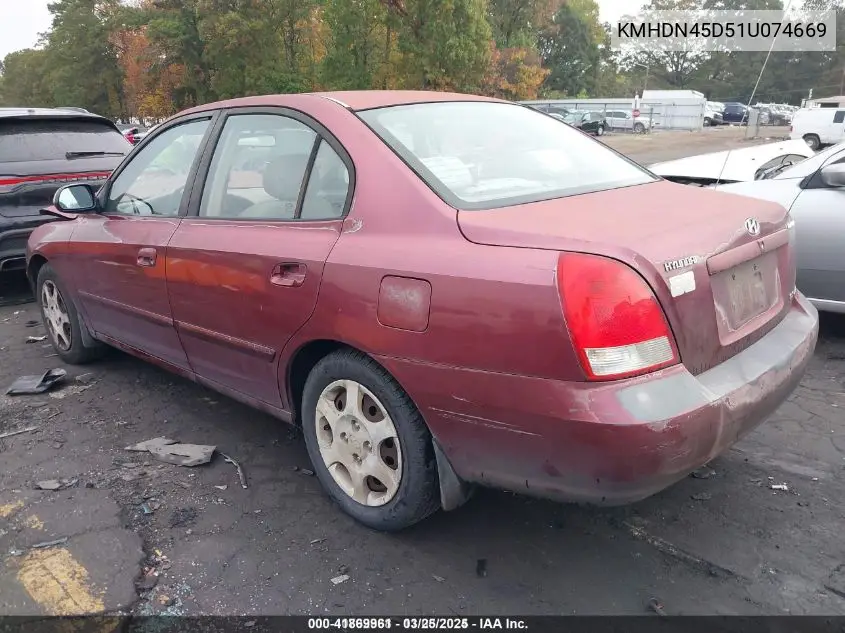 2001 Hyundai Elantra Gls VIN: KMHDN45D51U074669 Lot: 41869961