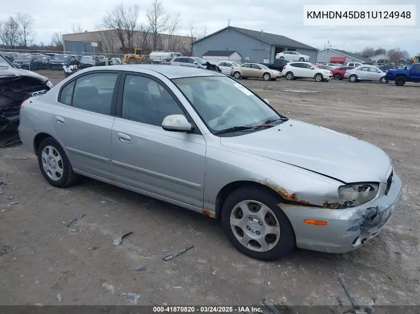 2001 Hyundai Elantra Gls VIN: KMHDN45D81U124948 Lot: 41870820