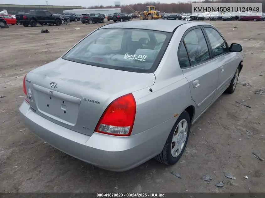 2001 Hyundai Elantra Gls VIN: KMHDN45D81U124948 Lot: 41870820