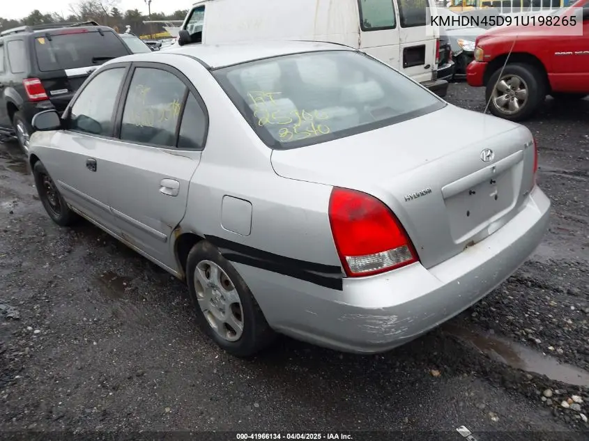 2001 Hyundai Elantra Gls VIN: KMHDN45D91U198265 Lot: 41966134