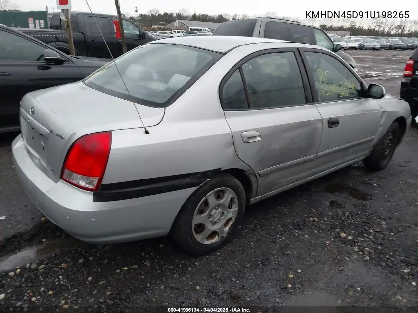 2001 Hyundai Elantra Gls VIN: KMHDN45D91U198265 Lot: 41966134