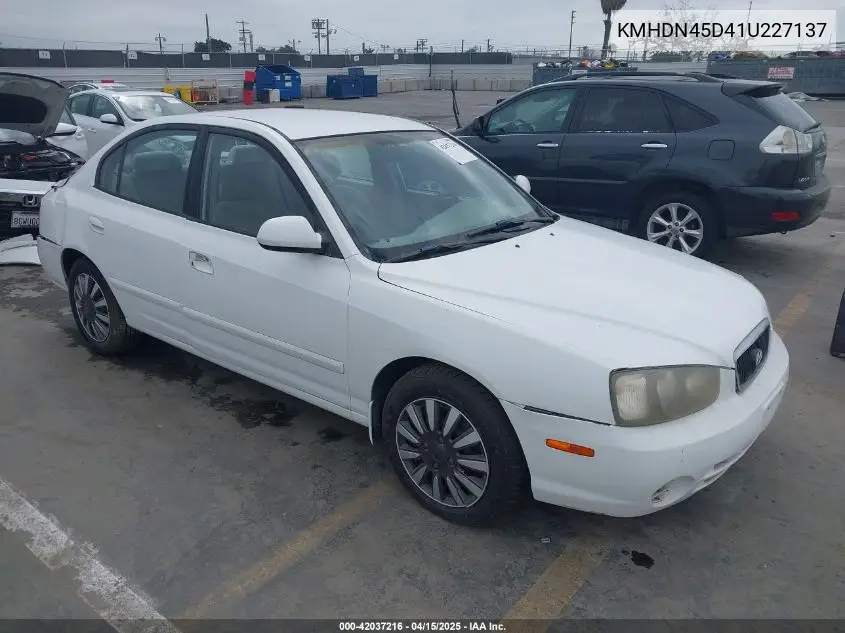 2001 Hyundai Elantra Gls VIN: KMHDN45D41U227137 Lot: 42037216