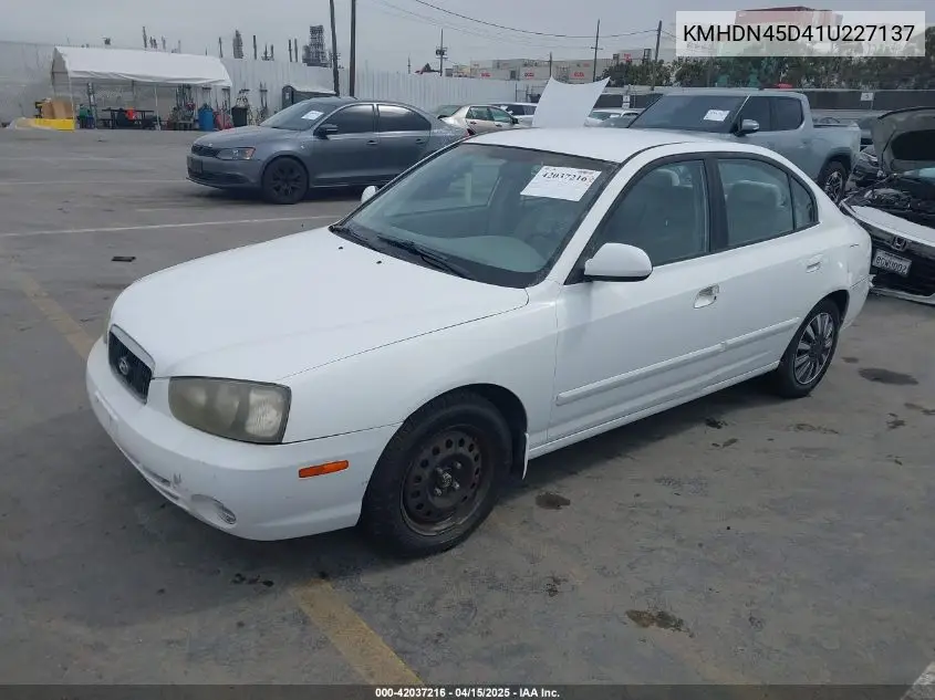2001 Hyundai Elantra Gls VIN: KMHDN45D41U227137 Lot: 42037216