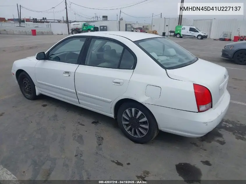 2001 Hyundai Elantra Gls VIN: KMHDN45D41U227137 Lot: 42037216