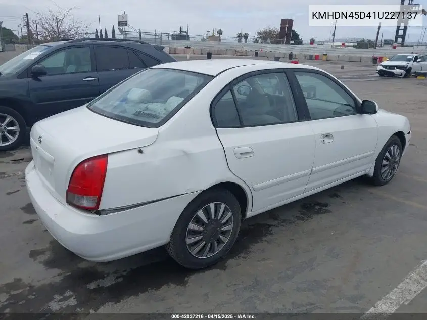 2001 Hyundai Elantra Gls VIN: KMHDN45D41U227137 Lot: 42037216