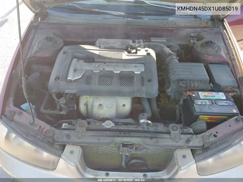 2001 Hyundai Elantra Gls VIN: KMHDN45DX1U085019 Lot: 42045813