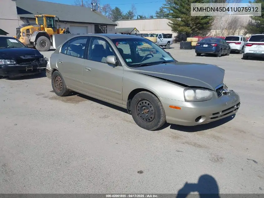 2001 Hyundai Elantra Gls VIN: KMHDN45D41U075912 Lot: 42061855