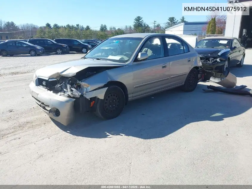 2001 Hyundai Elantra Gls VIN: KMHDN45D41U075912 Lot: 42061855