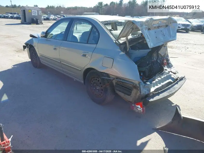 2001 Hyundai Elantra Gls VIN: KMHDN45D41U075912 Lot: 42061855