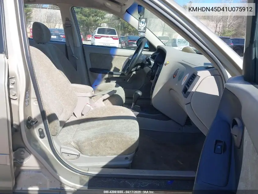2001 Hyundai Elantra Gls VIN: KMHDN45D41U075912 Lot: 42061855