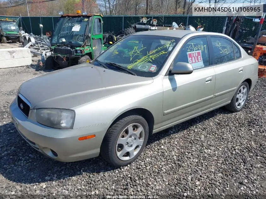 2001 Hyundai Elantra Gls VIN: KMHDN45D61U106965 Lot: 42125899