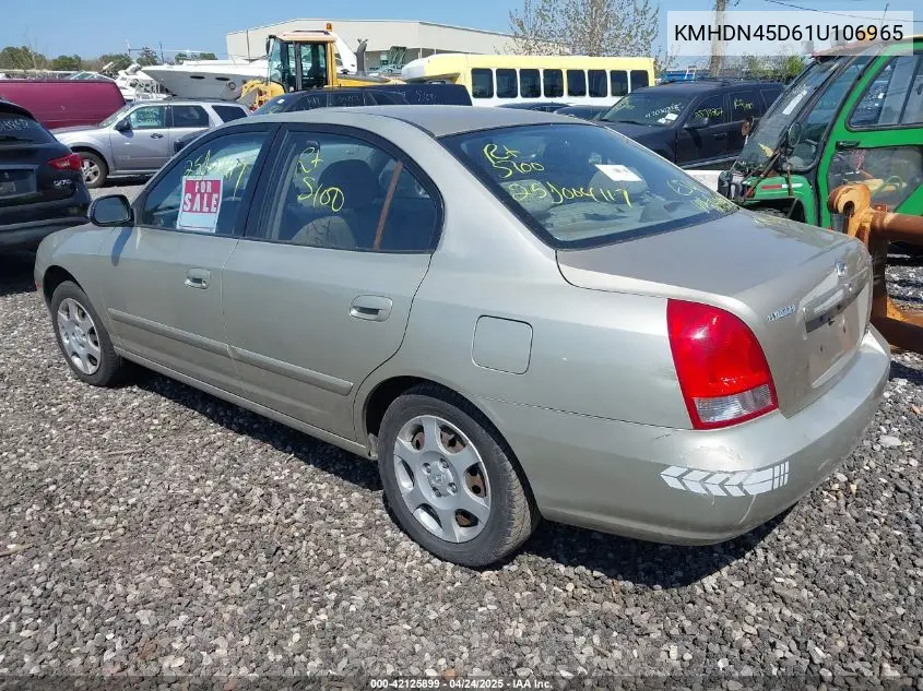 2001 Hyundai Elantra Gls VIN: KMHDN45D61U106965 Lot: 42125899