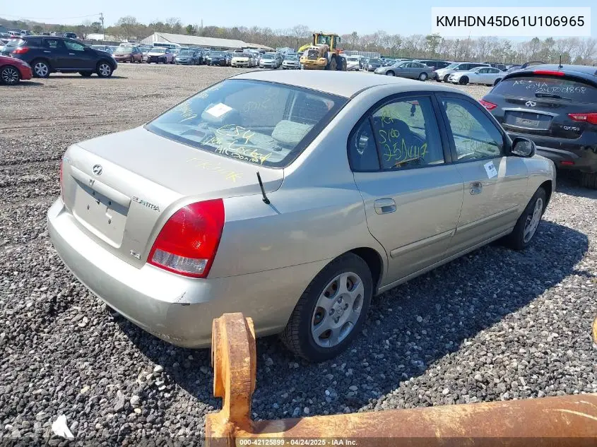 2001 Hyundai Elantra Gls VIN: KMHDN45D61U106965 Lot: 42125899