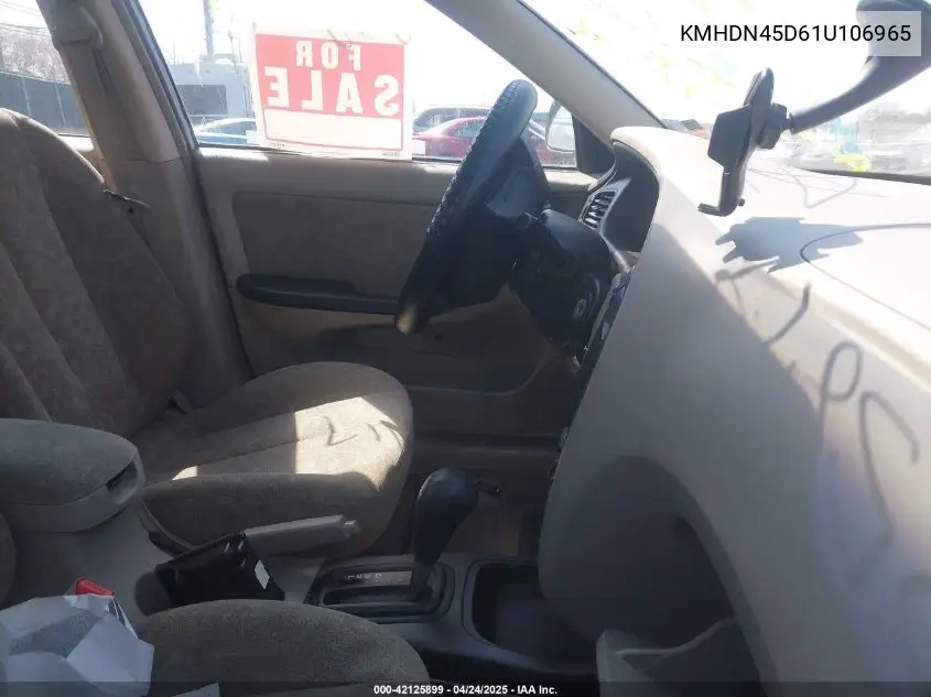 2001 Hyundai Elantra Gls VIN: KMHDN45D61U106965 Lot: 42125899
