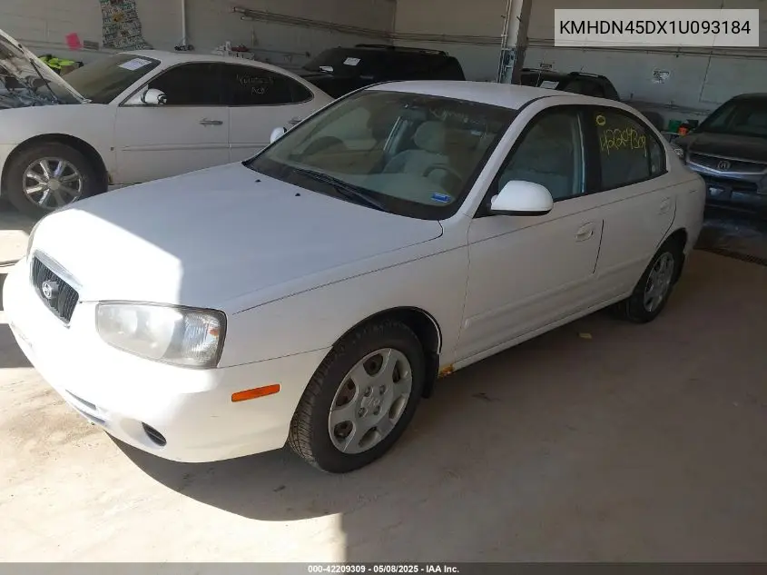 2001 Hyundai Elantra Gls VIN: KMHDN45DX1U093184 Lot: 42209309