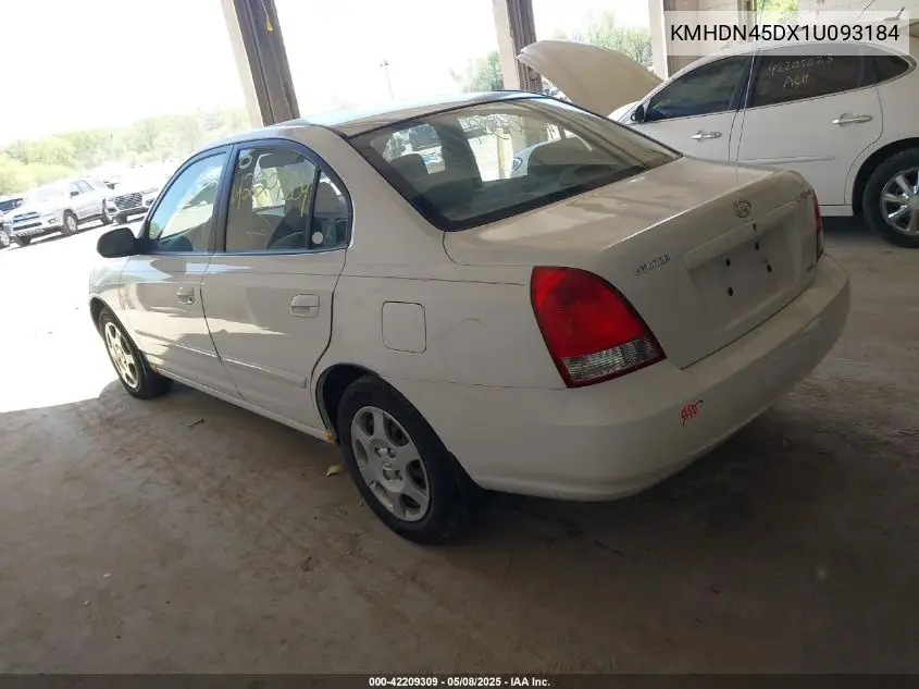 2001 Hyundai Elantra Gls VIN: KMHDN45DX1U093184 Lot: 42209309