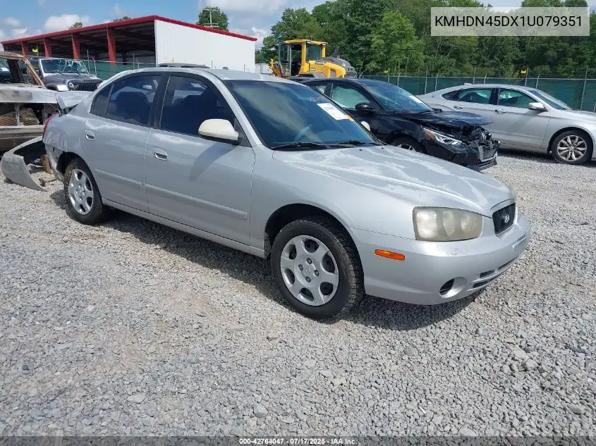 2001 Hyundai Elantra Gls VIN: KMHDN45DX1U079351 Lot: 42764047