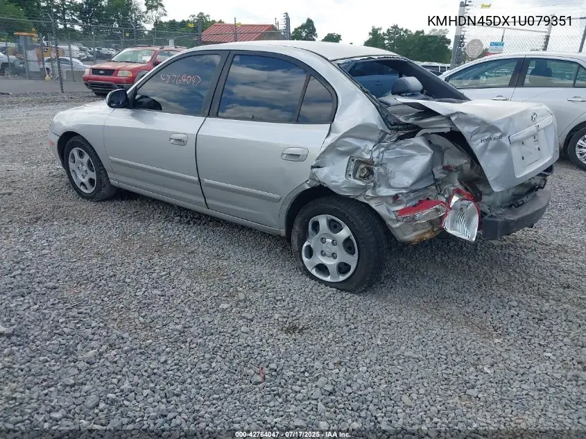 2001 Hyundai Elantra Gls VIN: KMHDN45DX1U079351 Lot: 42764047