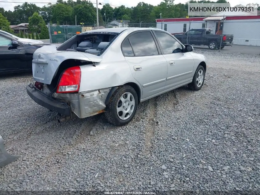 2001 Hyundai Elantra Gls VIN: KMHDN45DX1U079351 Lot: 42764047
