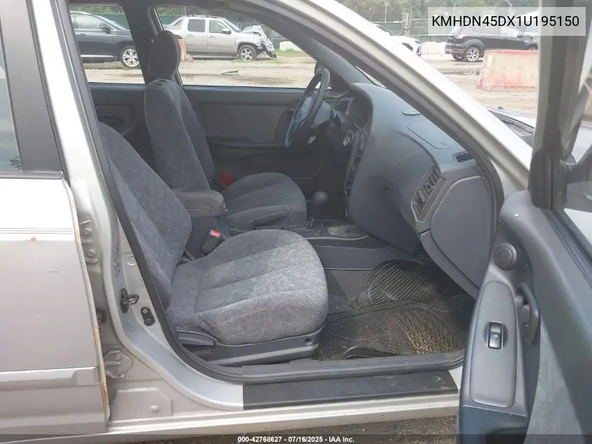 2001 Hyundai Elantra Gls VIN: KMHDN45DX1U195150 Lot: 42768627
