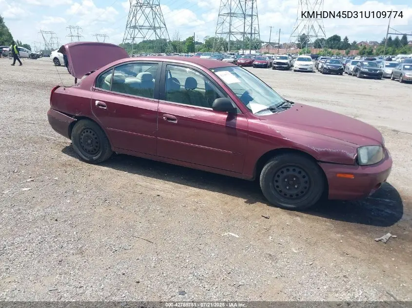 2001 Hyundai Elantra Gls VIN: KMHDN45D31U109774 Lot: 42785751