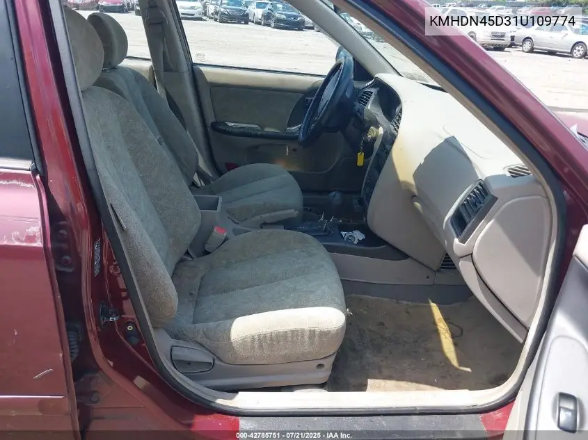2001 Hyundai Elantra Gls VIN: KMHDN45D31U109774 Lot: 42785751