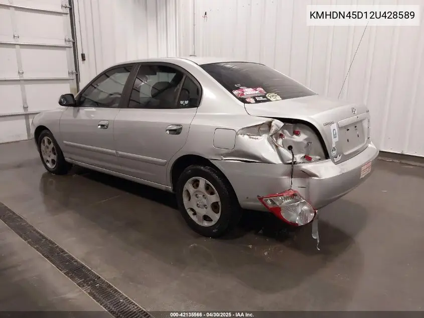 2002 Hyundai Elantra Gls VIN: KMHDN45D12U428589 Lot: 42135566