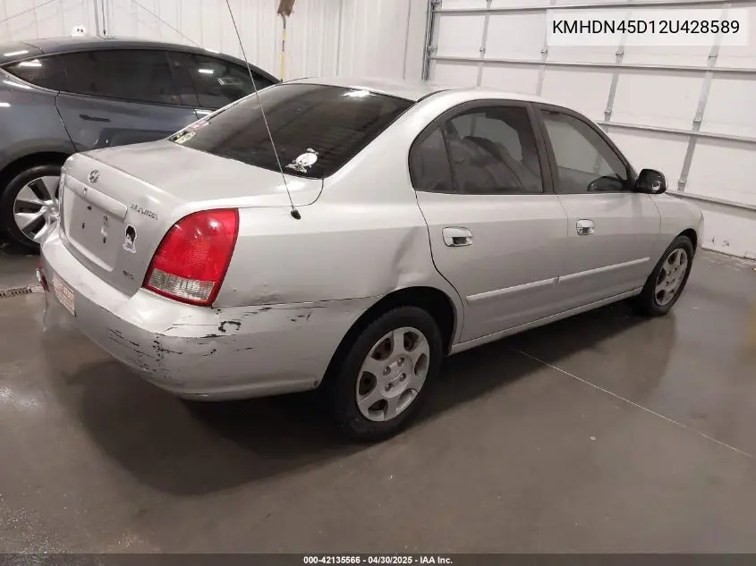 2002 Hyundai Elantra Gls VIN: KMHDN45D12U428589 Lot: 42135566